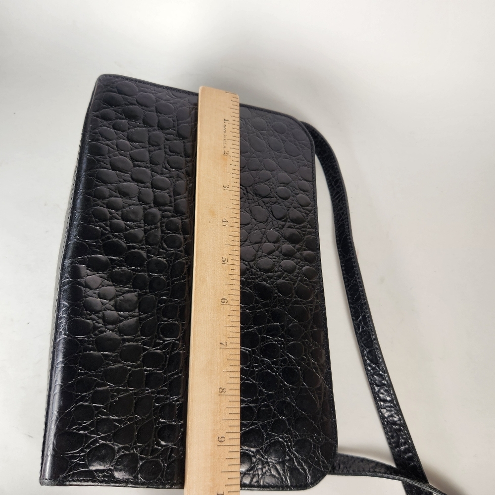 TALBOTS Crossbody Bag Black Leather Charm Inside Zipper Pocket Minimalist Purse - Picture 10 of 16